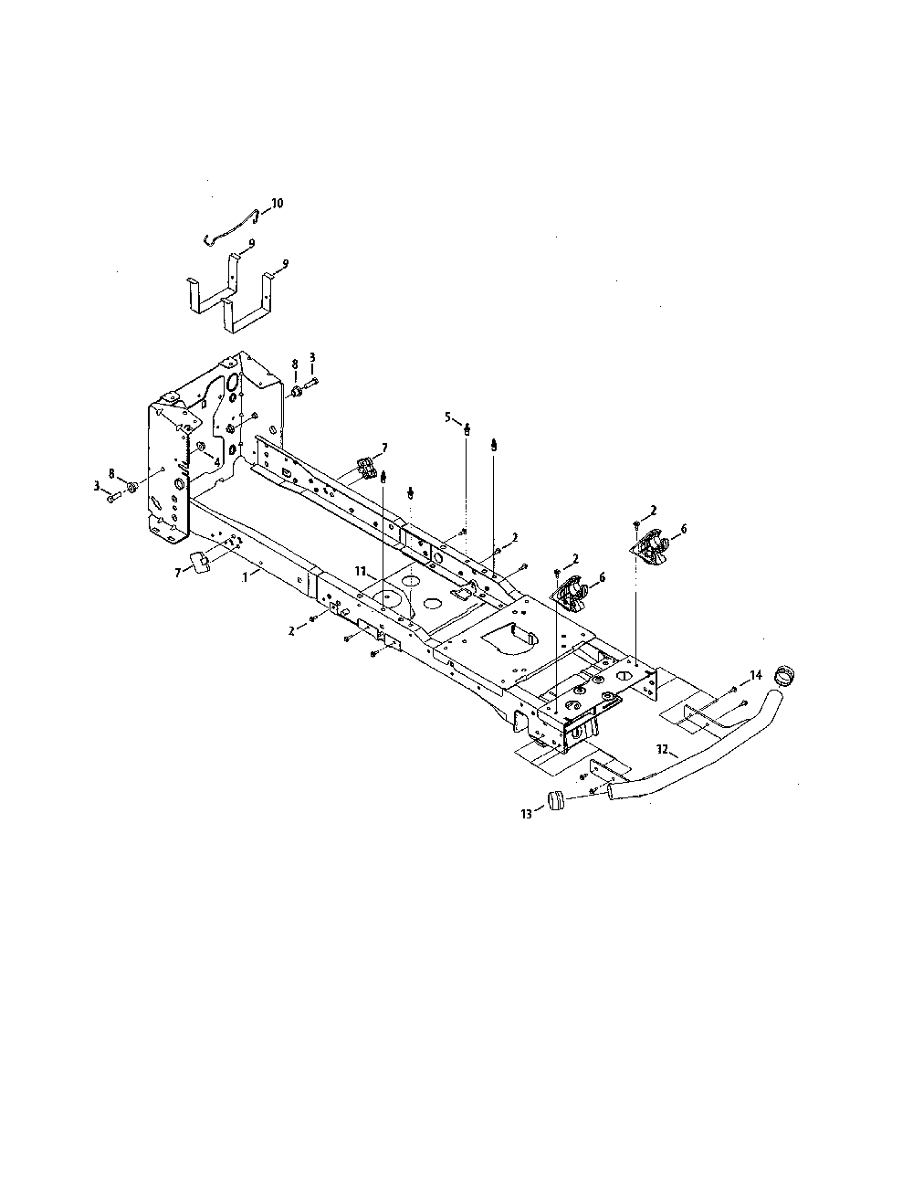Frame Diagram and Parts List for 13BQA1ZT099  MTD Lawn Tractor