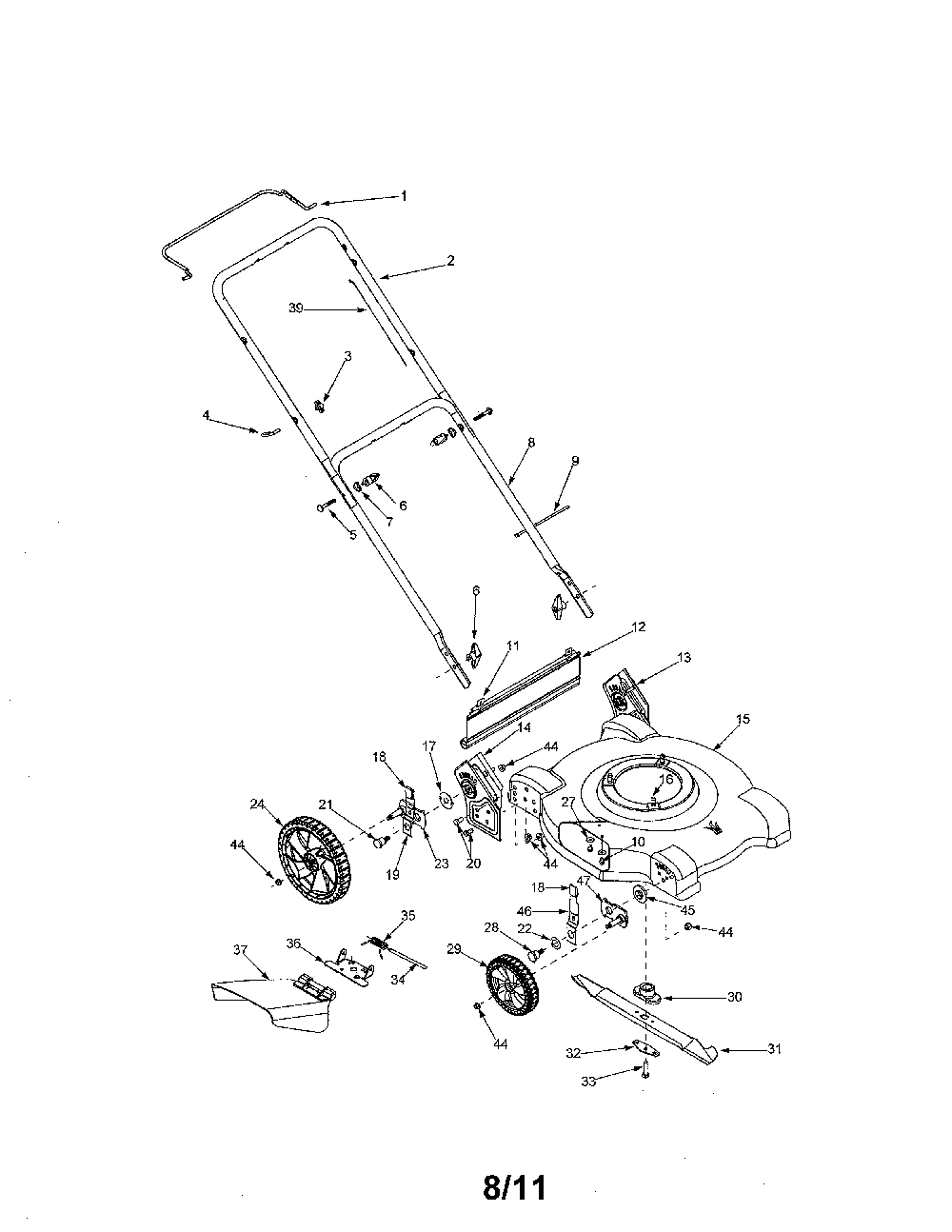 Lawn mower Diagram and Parts List for 11A-052A731  MTD Lawn Mower