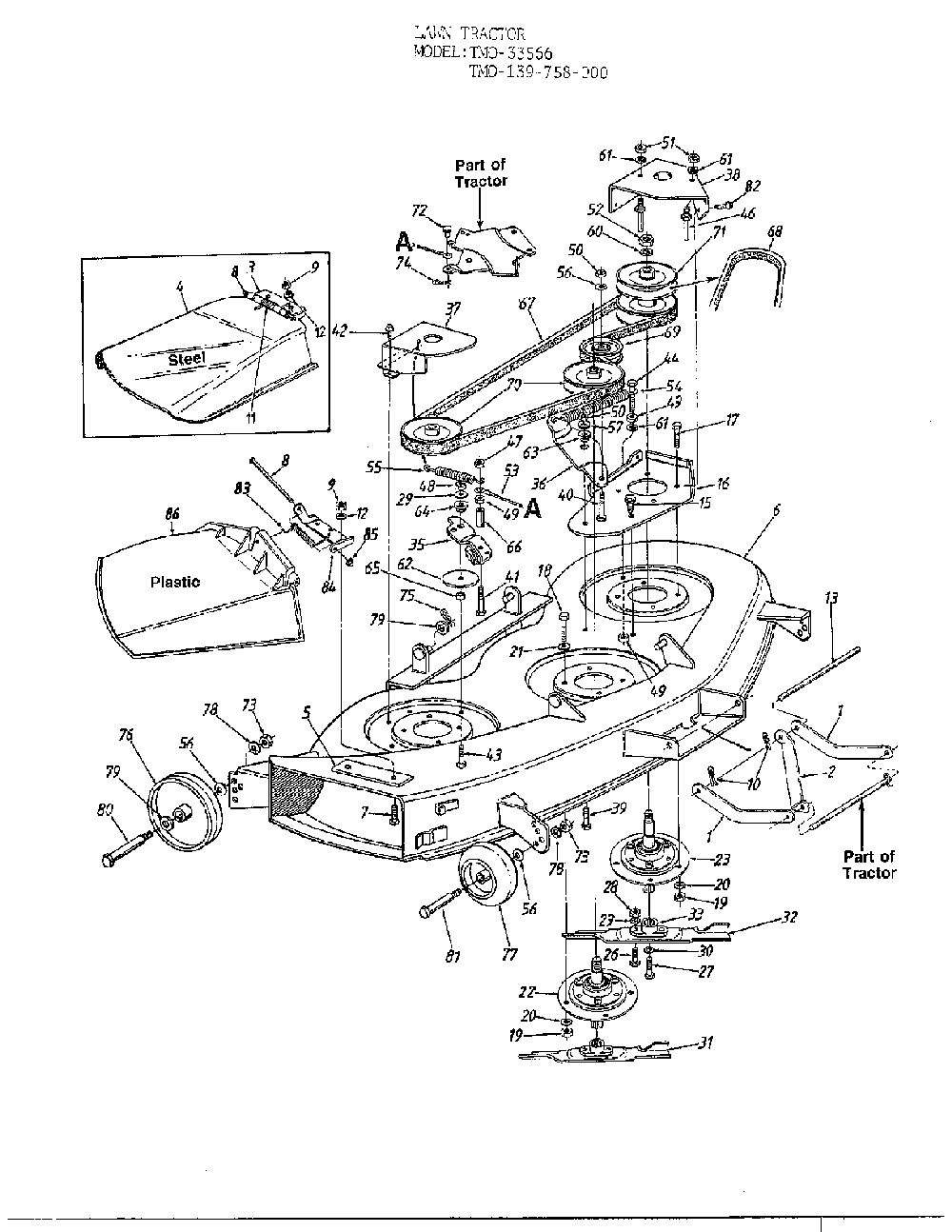 Lawn tractor Diagram and Parts List for 33566  MTD Lawn Tractor