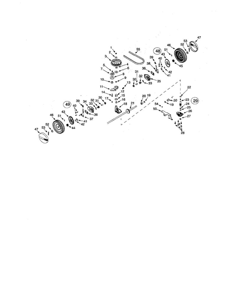 Front Wheel Drive Transmission Diagram and Parts List for 580  MTD Lawn Mower