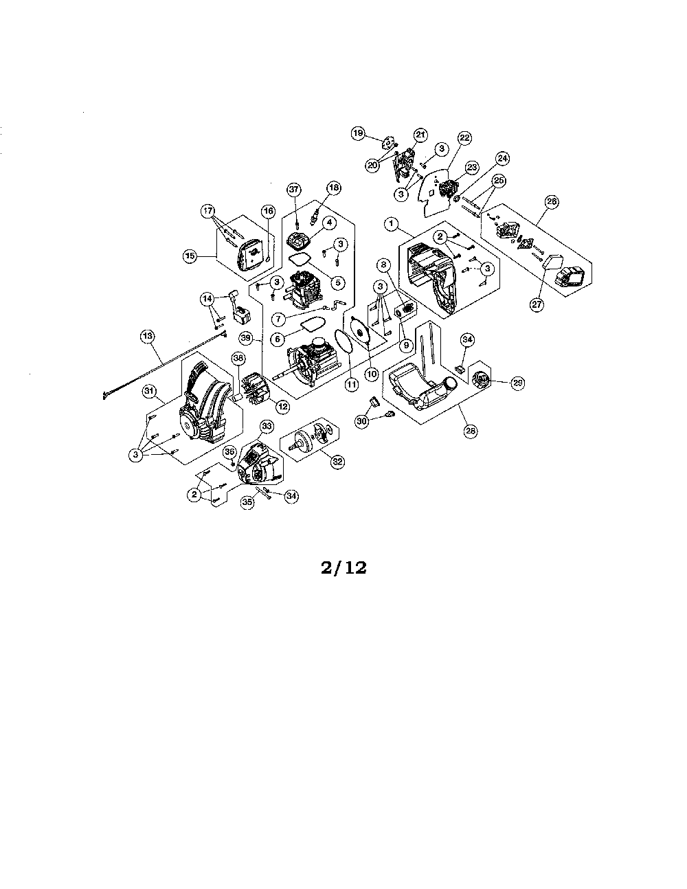 Short block/fuel tank Diagram and Parts List for 21CK144G799  MTD Cultivator