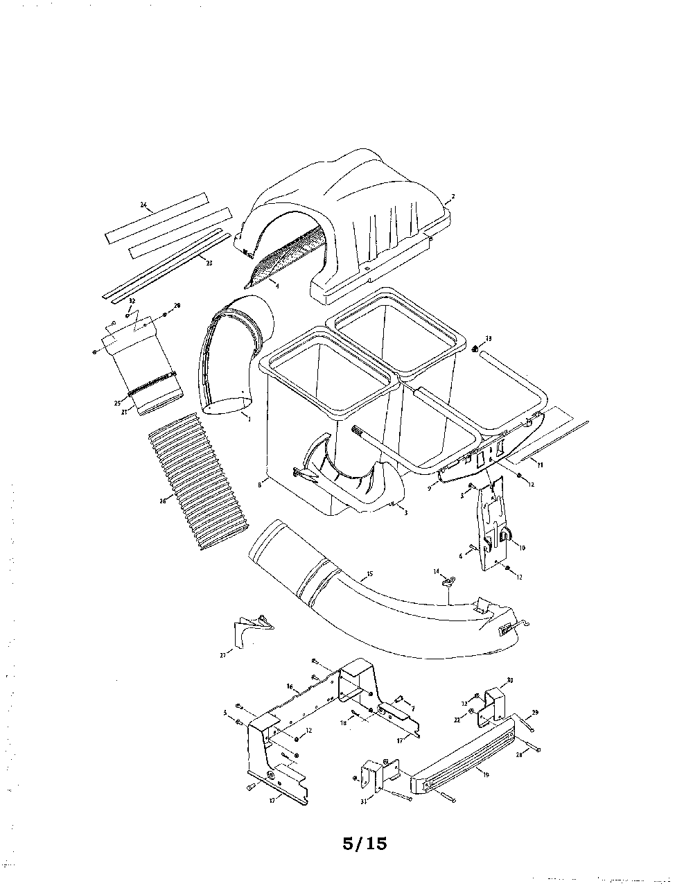 Two bin bagger Diagram and Parts List for 19A70043799  MTD Leaf Blower / Vacuum