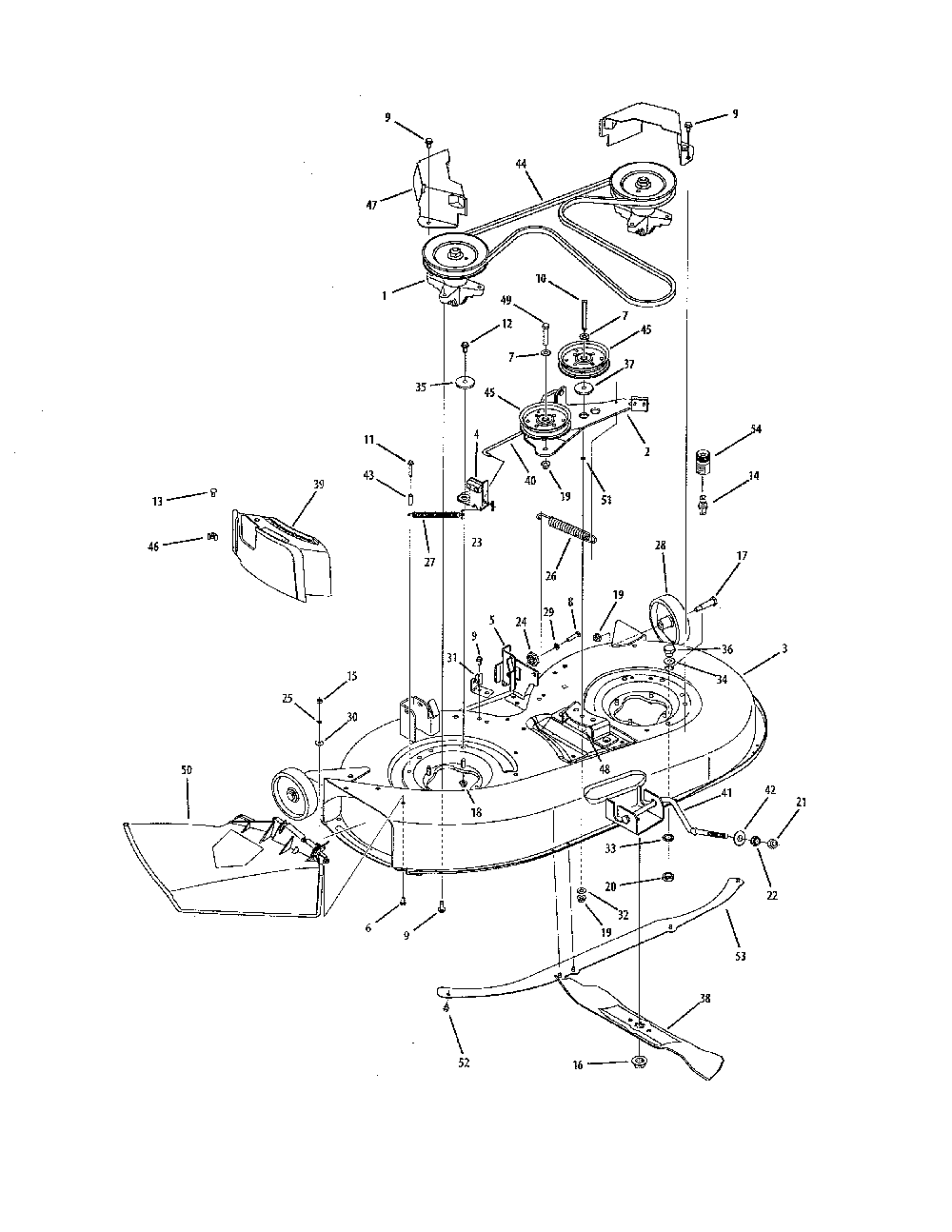 42" deck Diagram and Parts List for 13AJ771G031  MTD Lawn Tractor