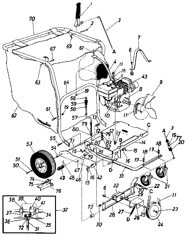 Replacement parts Diagram and Parts List for 243687  MTD Leaf Blower / Vacuum