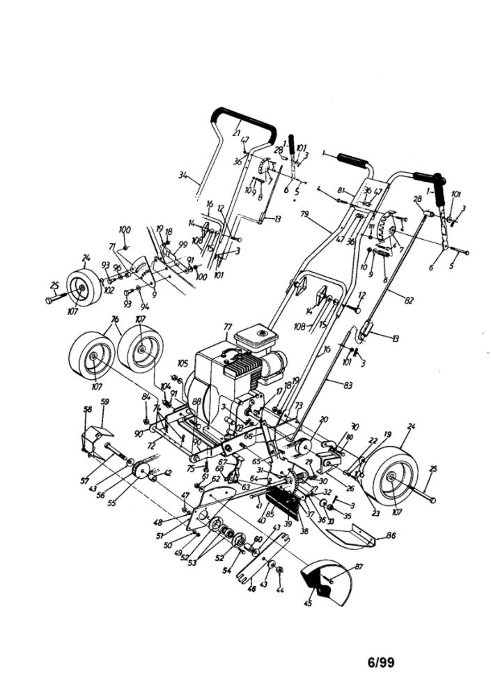 Replacement Parts Diagram and Parts List for 599  MTD Edger