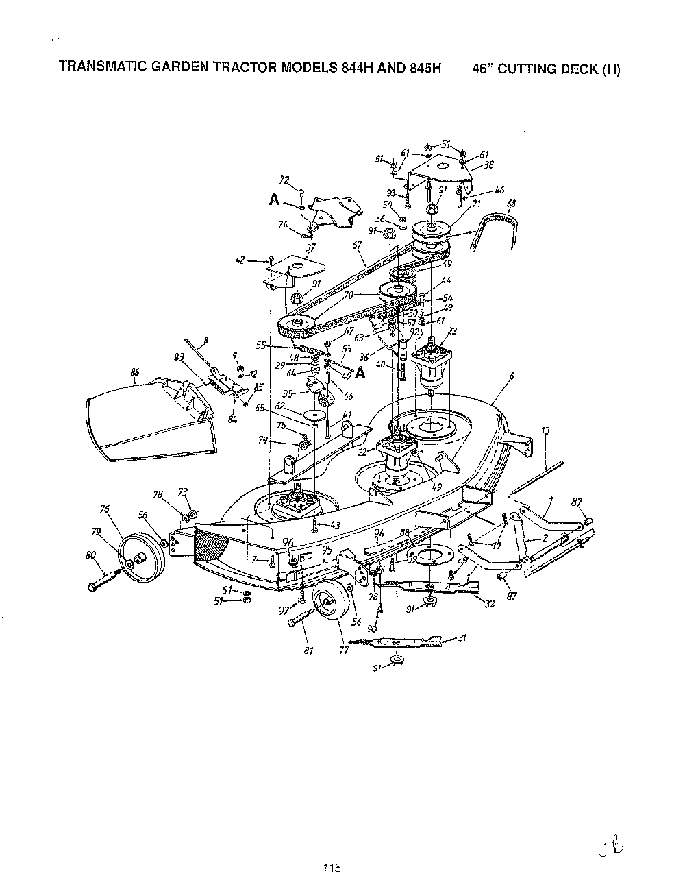 46" garden tracto-con't on card 36 page 4 Diagram and Parts List for 14AJ844H401  MTD Lawn Tractor