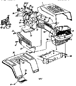 Grill and fender Diagram and Parts List for 13AS695G118  MTD Lawn Tractor