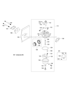 1P65Nu_Carburetor Diagram and Parts List for 11A-02JX700  MTD Lawn Mower