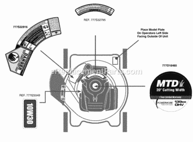 Label_Map Diagram and Parts List for 11A-02JX706 2013 MTD Lawn Mower
