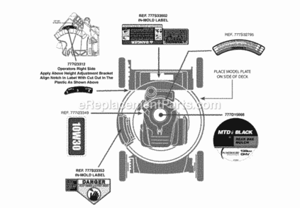 Label_Map_11A-A0Jt827 Diagram and Parts List for 11A-A0JT827 2012 MTD Lawn Mower