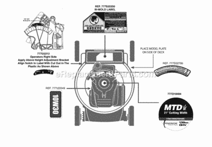Label_Map Diagram and Parts List for 11A-A1JT706 2013 MTD Lawn Mower