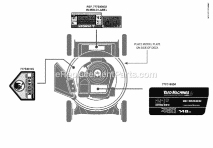 Page B Diagram and Parts List for 11A-A40M700 2013 MTD Lawn Mower