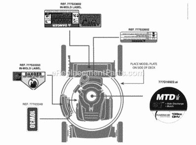 Label_Map_11A-B0Jt706 Diagram and Parts List for 11A-B0JT706 2012 MTD Lawn Mower