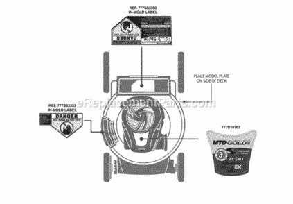 Page B Diagram and Parts List for 11A-B23T704 2013 MTD Lawn Mower