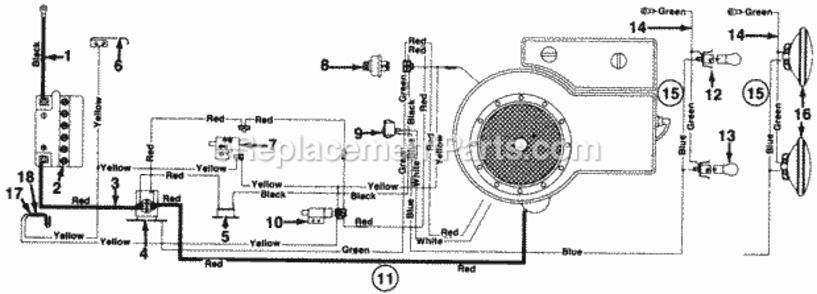 Electrical Diagram and Parts List for 130-332D192  MTD Lawn Tractor