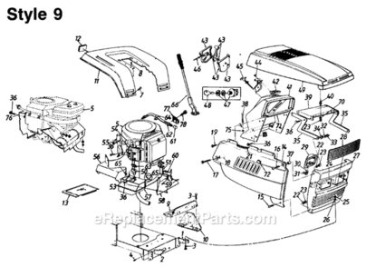 Page A Diagram and Parts List for 130-689-719 Style 9 1990 MTD Lawn Tractor