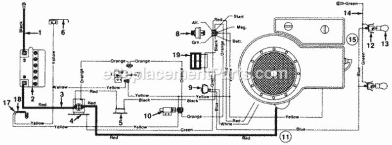 Electrical Diagram and Parts List for 131-452F000 1991 MTD Lawn Tractor