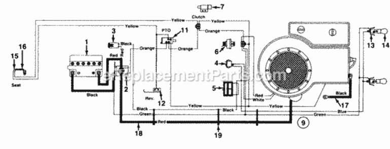 Electrical_Single_Cylinder Diagram and Parts List for 131-666-000 1991 MTD Lawn Tractor