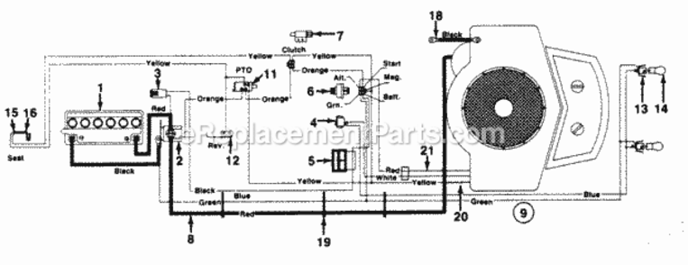 Electrical_Twin_Cylinder Diagram and Parts List for 131-673G009 1991 MTD Lawn Tractor