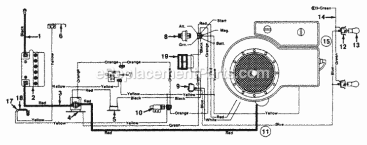 ElectricalSwitches Diagram and Parts List for 133H470F087 1993 MTD Lawn Tractor