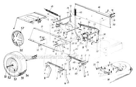 Deck Life And Hanger And Rear Wheels Diagram and Parts List for 133I600F054 481-228 MTD Lawn Tractor