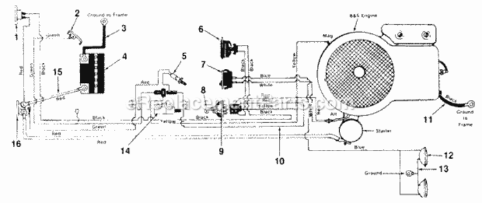 Electrical Diagram and Parts List for 135-698-000 1985 MTD Lawn Tractor