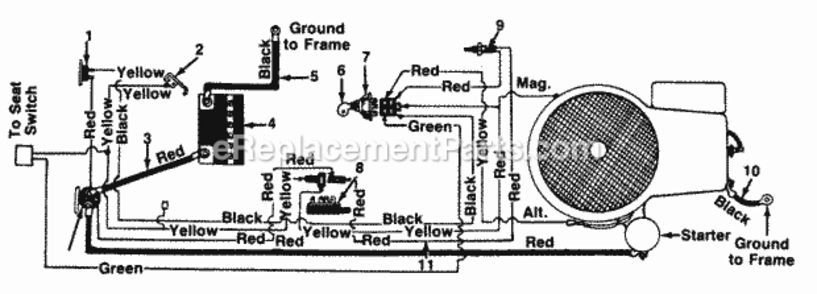 Electrical_Without_Headlights Diagram and Parts List for 136-696-000 1986 MTD Lawn Tractor