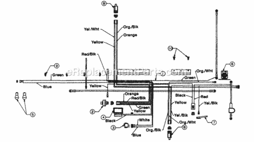ElectricalSwitches Diagram and Parts List for 136M670G302 1996 MTD Lawn Tractor
