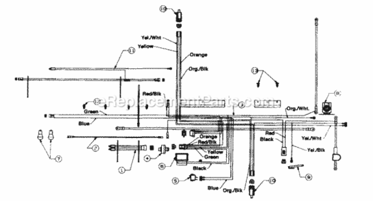 ElectricalSwitches Diagram and Parts List for 136M695G352 1996 MTD Lawn Tractor