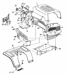 Hood_Style_5 Diagram and Parts List for 136M695G352 1996 MTD Lawn Tractor