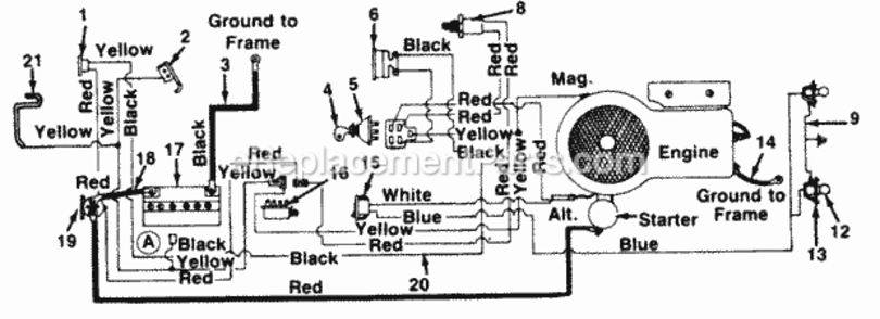 Electrical Diagram and Parts List for 139-658-372 06-388664 MTD Lawn Tractor