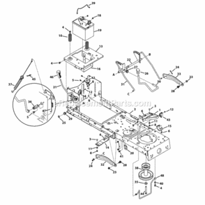 Frame_And_Pto_Lift Diagram and Parts List for 13AC76LF058 M125-38 2013 MTD Lawn Tractor