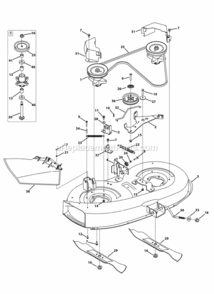Mower_Deck Diagram and Parts List for 13AC76LF058 M125-38 2013 MTD Lawn Tractor