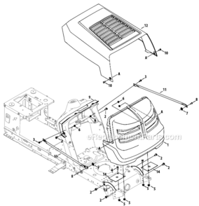 O_Style_Hood Diagram and Parts List for 13AM77LS058  MTD Lawn Tractor