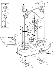 38_Deck Diagram and Parts List for 13AM77LS058  MTD Lawn Tractor