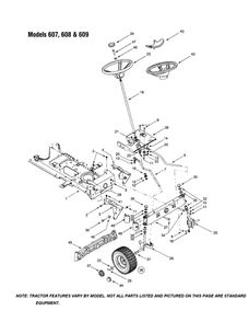 Steering/Rim/Wheel Diagram and Parts List for 608  MTD Lawn Tractor