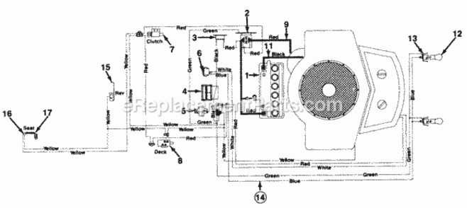 Electrical Diagram and Parts List for 140-848H206  MTD Lawn Tractor