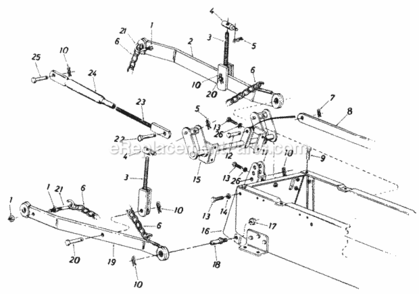 Three_Point_Hitch Diagram and Parts List for 141-995-118 GT1850 MTD Lawn Tractor