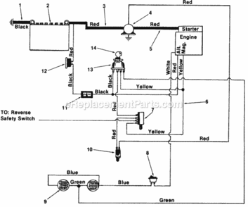 Electrical Diagram and Parts List for 145-842-000 1985 MTD Lawn Tractor