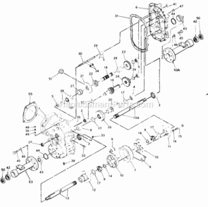 Transaxle Diagram and Parts List for 146-995-000 1986 MTD Lawn Tractor