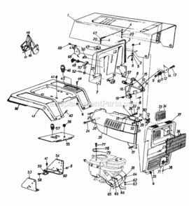 Hood_Style_8Muffler Diagram and Parts List for 146K828H129 1996 MTD Lawn Tractor