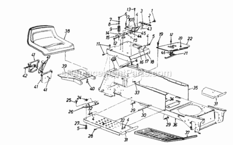 SeatFrame Diagram and Parts List for 146K840H023 1996 MTD Lawn Tractor
