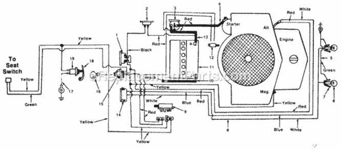 Electrical Diagram and Parts List for 148-802-000 1988 MTD Lawn Tractor