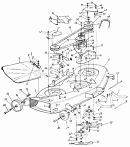 46-In_Mowing_Deck Diagram and Parts List for 148-806-000 1988 MTD Lawn Tractor