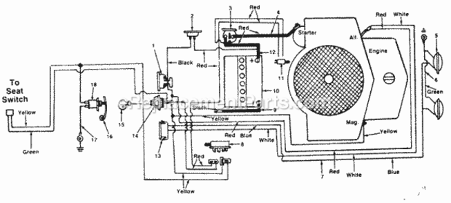 Electrical Diagram and Parts List for 148-817-000 1988 MTD Lawn Tractor