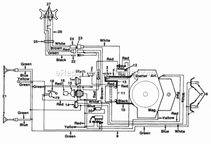 Electrical Diagram and Parts List for 149-814-000 1989 MTD Lawn Tractor