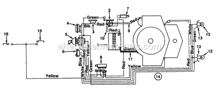 Electrical Diagram and Parts List for 149-818-000 1989 MTD Lawn Tractor