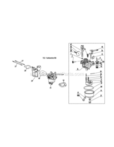 170-Cu_Carburetor Diagram and Parts List for 170-CU  MTD Engine