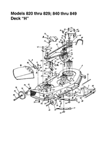 Deck-H Assembly Diagram and Parts List for 820 THRU 829 MTD Lawn Tractor