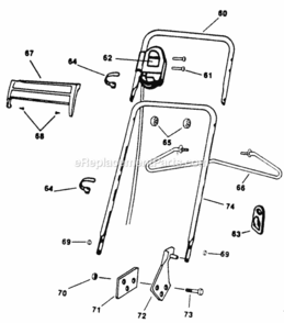Handle_Detail Diagram and Parts List for 181-184D000 1991 MTD Lawn Mower